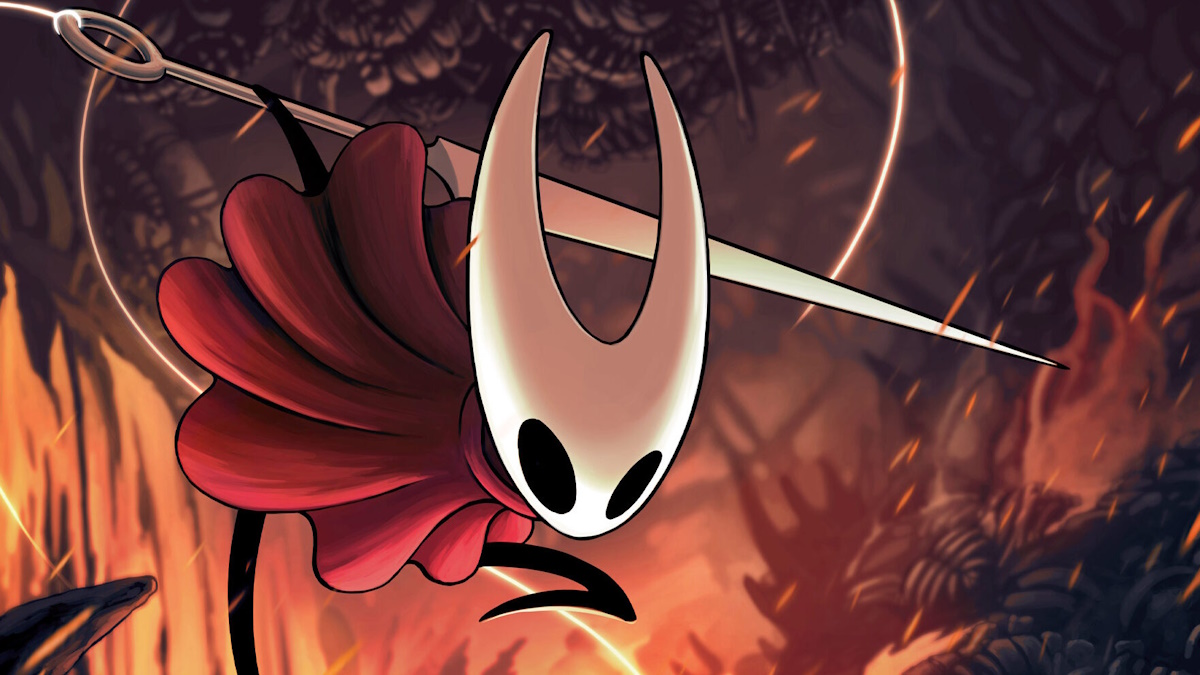 Illustration of Hornet from Hollow Knight: Silksong in a vibrant and detailed game environment.