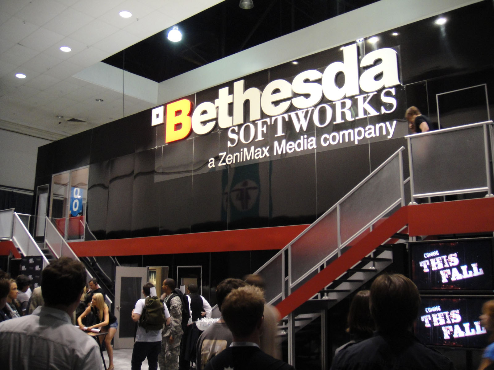 Digital artwork of Bethesda Softworks reflecting on its history with iconic games like Fallout and The Elder Scrolls, featuring a nostalgic game studio environment.
