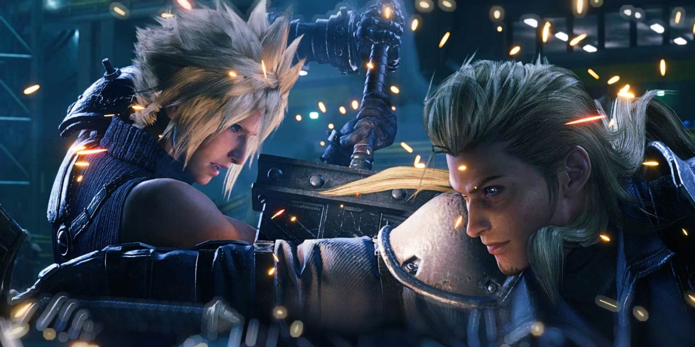 Artwork depicting Final Fantasy 7 Remake Part 3 announcement featuring Cloud Strife and Tetsuya Nomura in a vibrant fantasy landscape.
