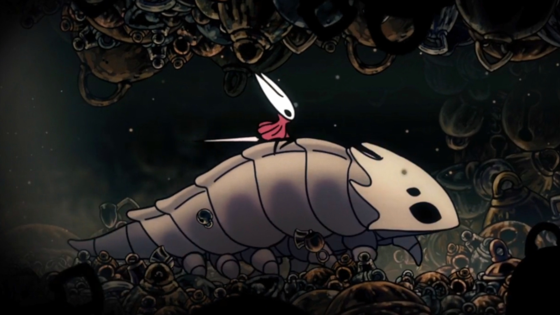 An illustration of Pharloom from Hollow Knight: Silksong, showcasing the magical underground environment and its enchanting flora.
