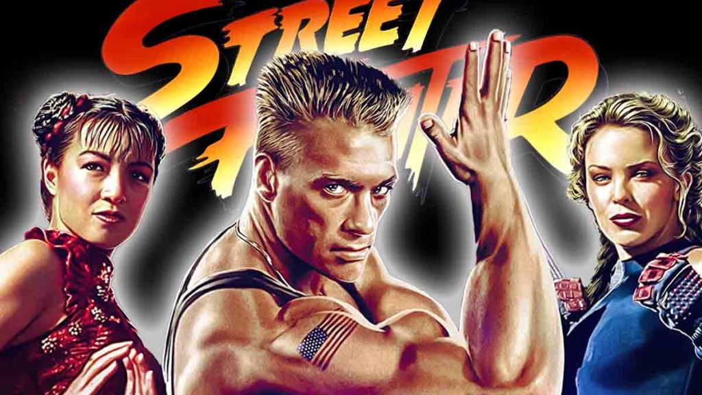 Vibrant illustration of Street Fighter characters Ryu, Ken, Chun-Li, and M. Bison in an energetic retro arcade battle scene.