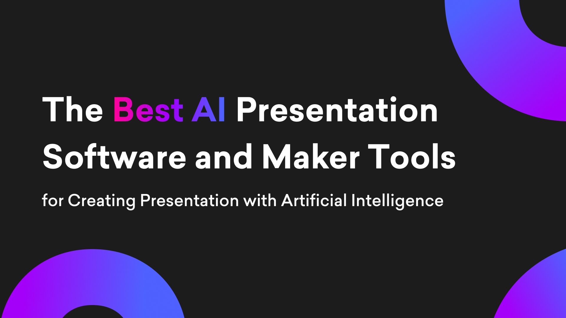 Infographic representing 10 AI tools for creating effective presentations with modern visuals and tech elements.