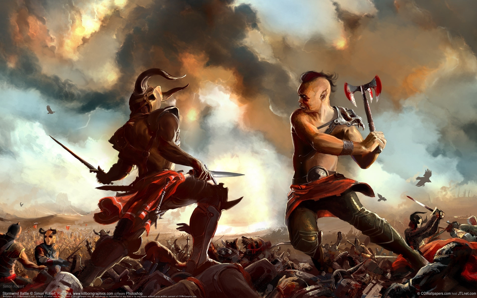 An epic scene from the fantasy game Crimson Desert, featuring the character Kliff in a battle pose with magical effects in a desert landscape.