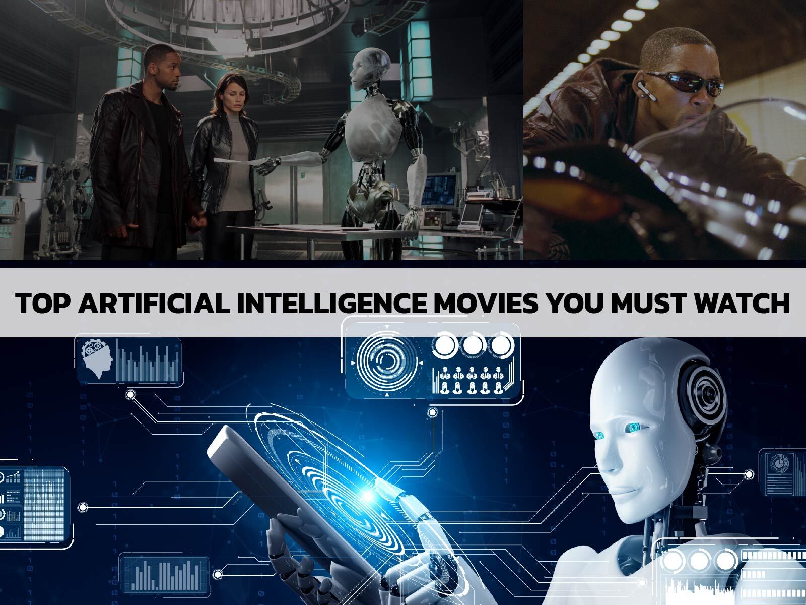 Conceptual artwork illustrating the conflict between artificial intelligence and the film industry, featuring a digital representation of a celebrity and traditional movie elements.