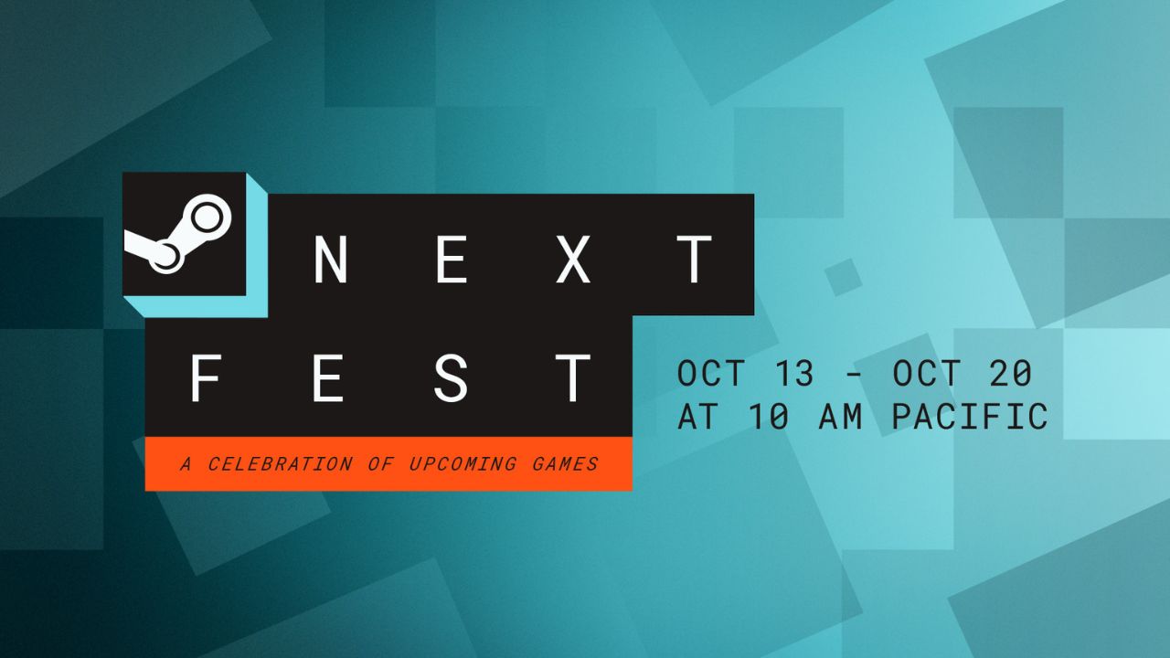 Intense gaming scene depicting various horror and adventure themed video games from Steam Next Fest.
