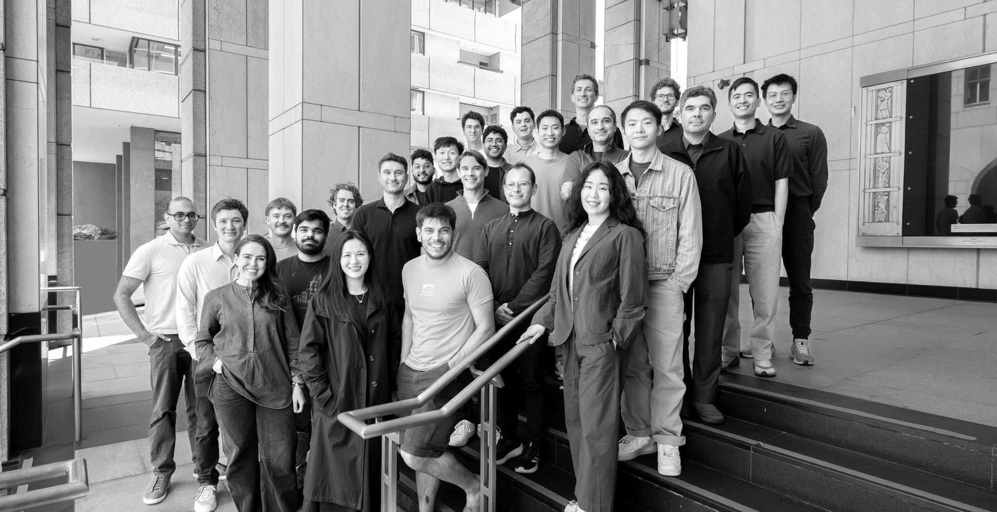 Futuristic AI-driven research lab with autonomous experiments on superconductors and semiconductor materials, holographic data displays, and a Periodic Labs banner.