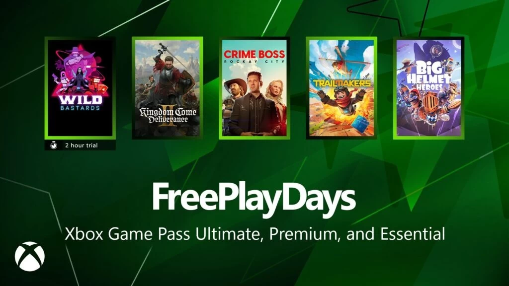 Digital illustration showcasing the excitement of Xbox Free Play Days with various game covers, a gamer, and a lively gaming environment.