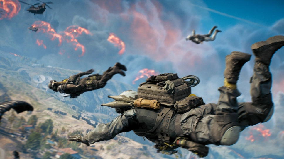 Battlefield: RedSec battle royale scene with military classes engaged in combat.