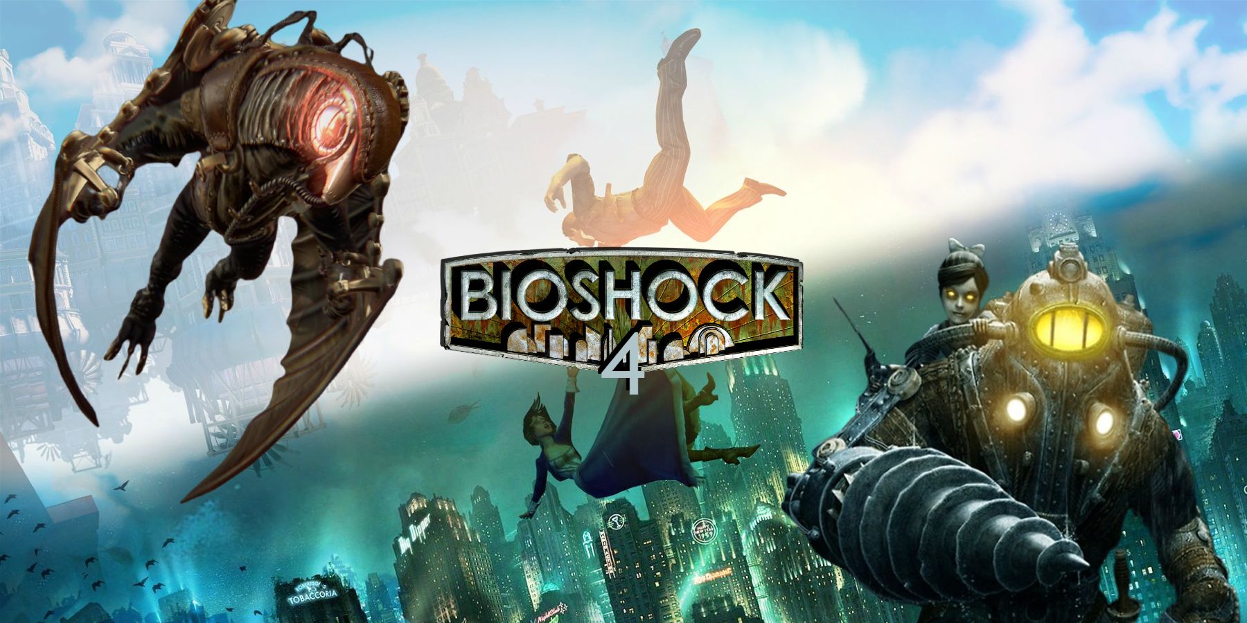 Artistic representation of Liz Albl transitioning from BioShock to CD Projekt Red, featuring a dystopian underwater city inspired by BioShock.