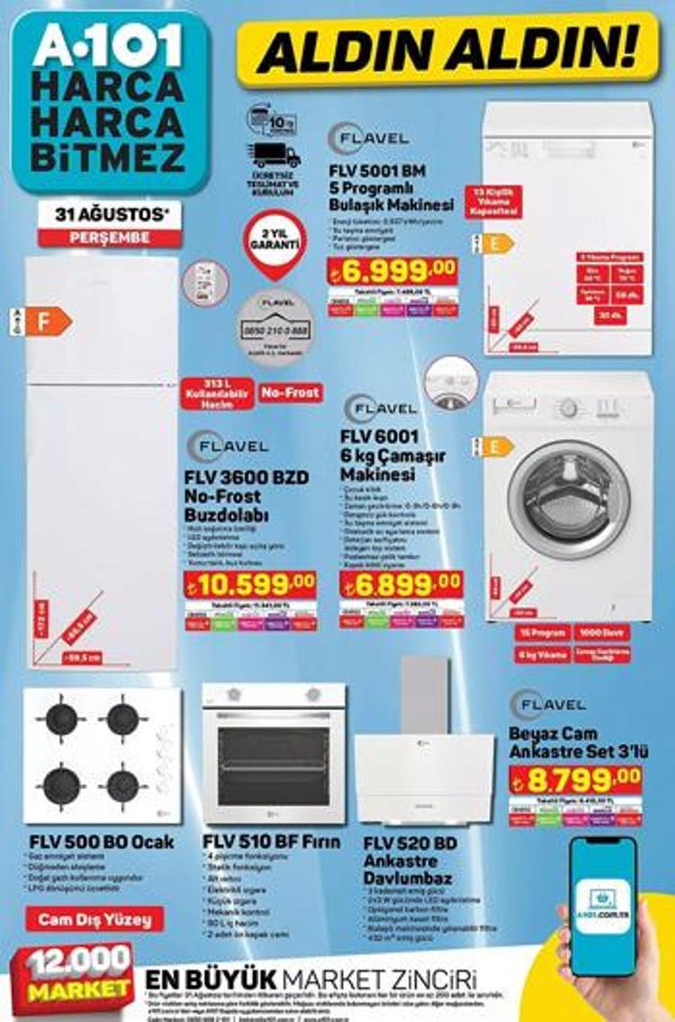 Advertisement for A101's gaming equipment set to launch on December 18, featuring a monitor, racing wheel, speakers, keyboard, mouse, and headset.
