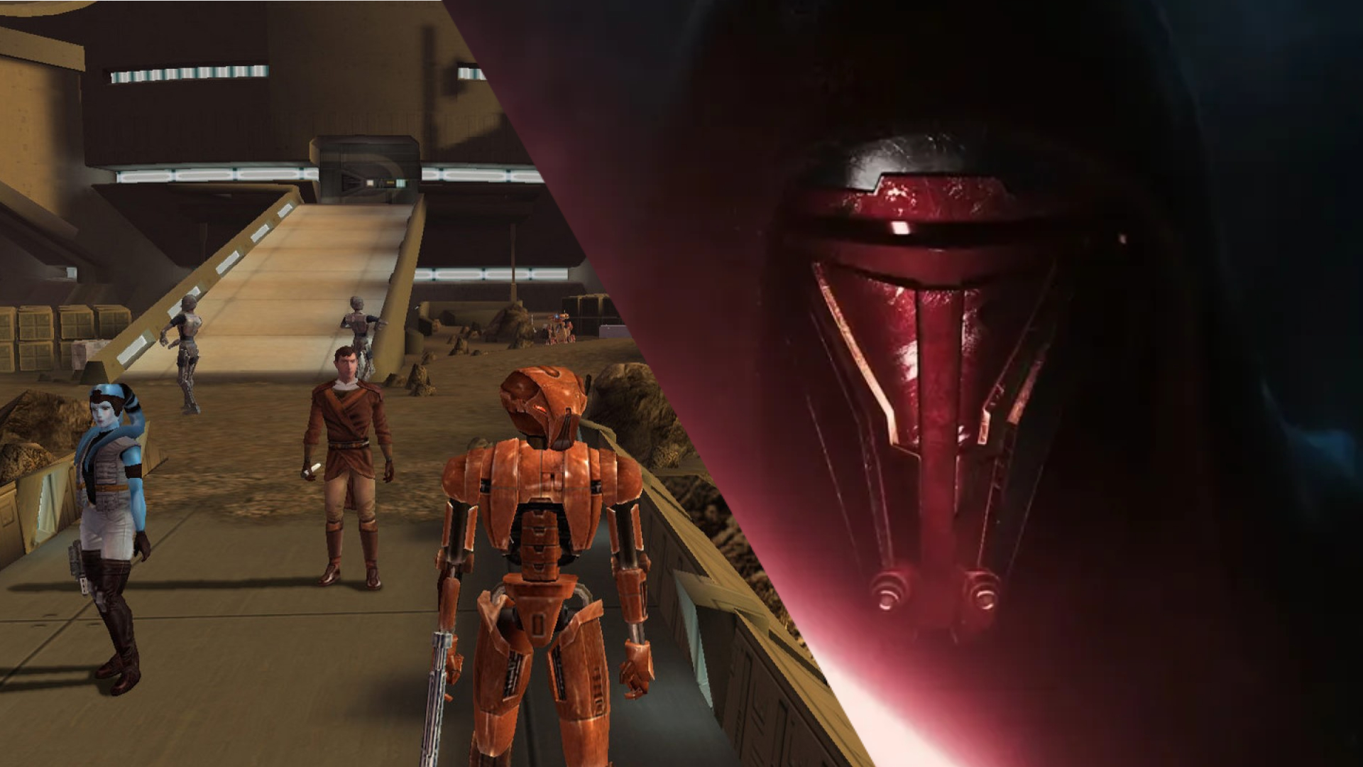 A visual representation of the development process for the KOTOR II remake, featuring developers at work in a modern game studio filled with Star Wars elements.