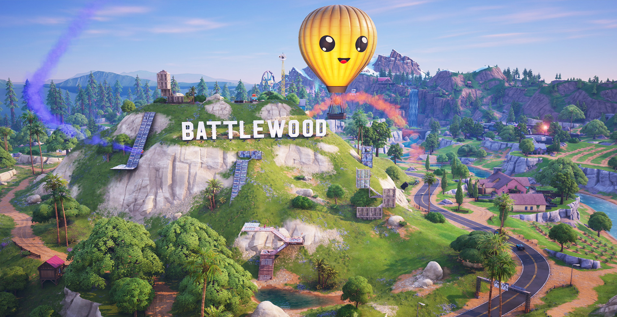 Illustration of Fortnite Chapter 7 with new weapons and NPC kits in a vibrant battle royale setting.