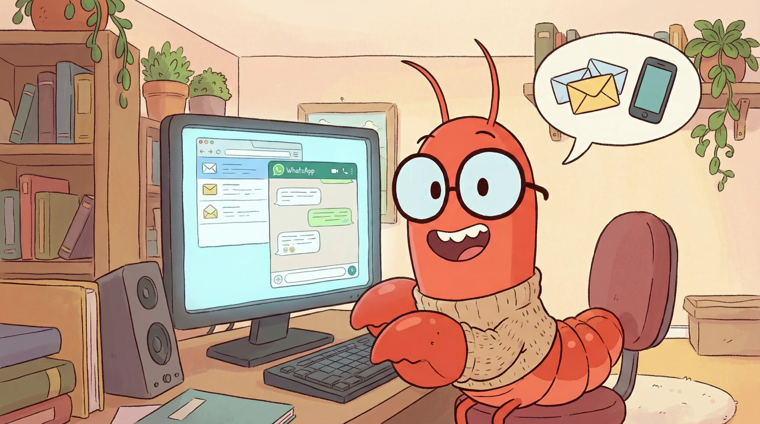 A modern and futuristic AI assistant setup featuring Clawdbot managing tasks and communications on a sleek workspace.