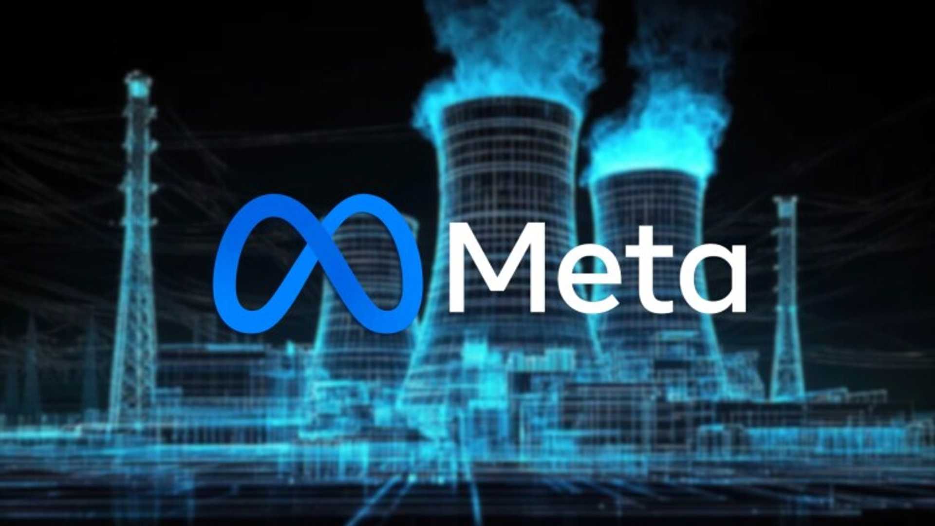 Futuristic depiction of Meta's nuclear energy investments for clean energy and AI data centers.