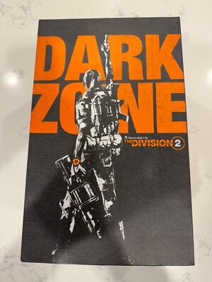 Artwork of The Division Definitive Edition announcement poster in a futuristic cityscape.