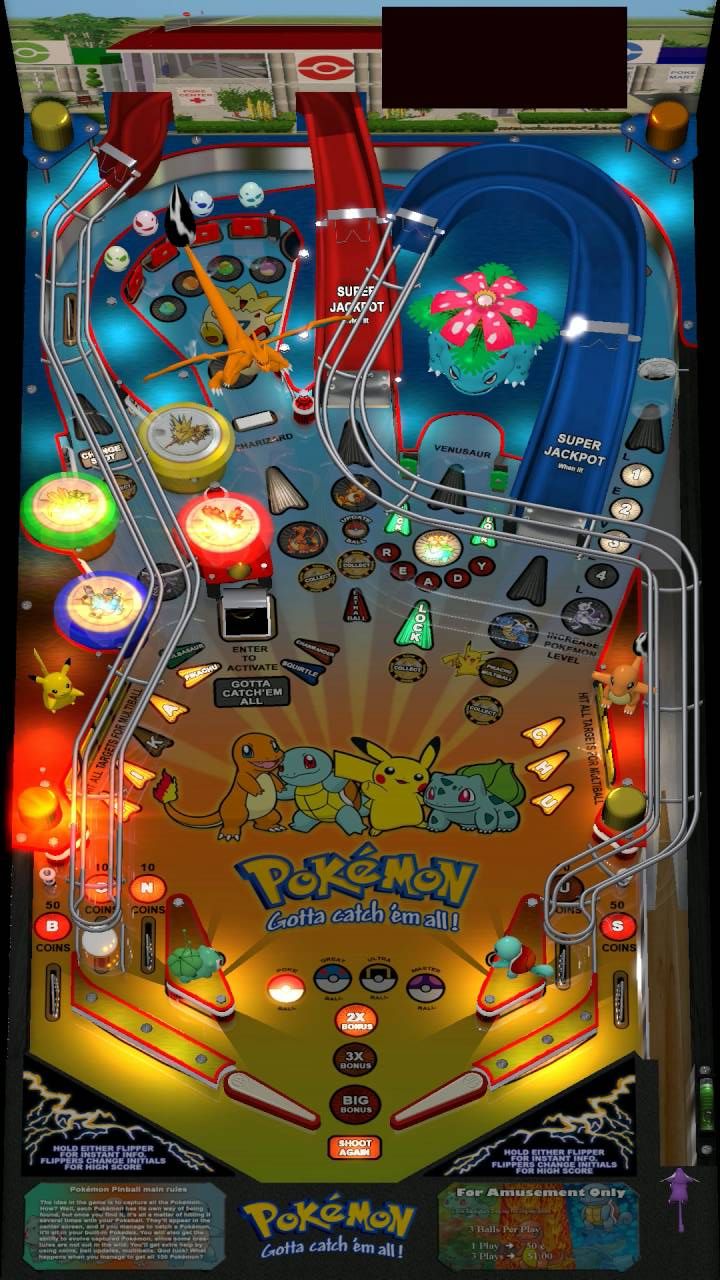 An imaginative illustration of a colorful Pokemon-themed pinball machine in an arcade, celebrating the 30th anniversary of Pokemon.