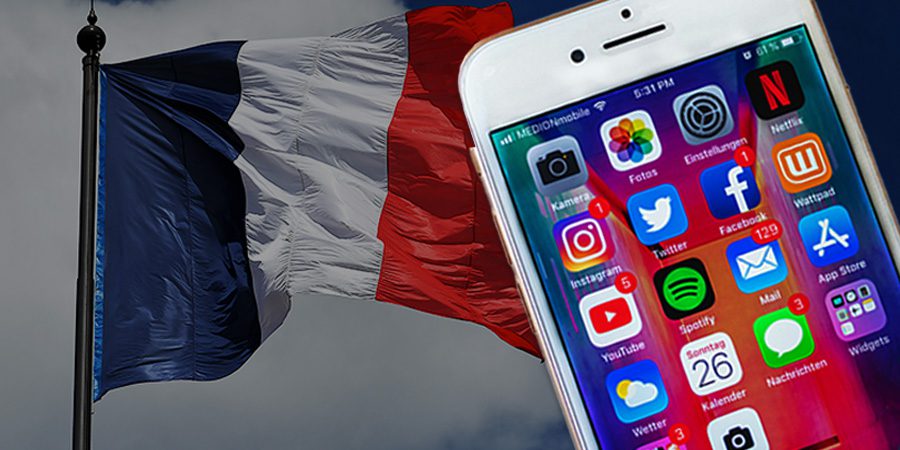 Conceptual illustration of France's social media restrictions for users under 15, highlighting VPN concerns and digital safety.