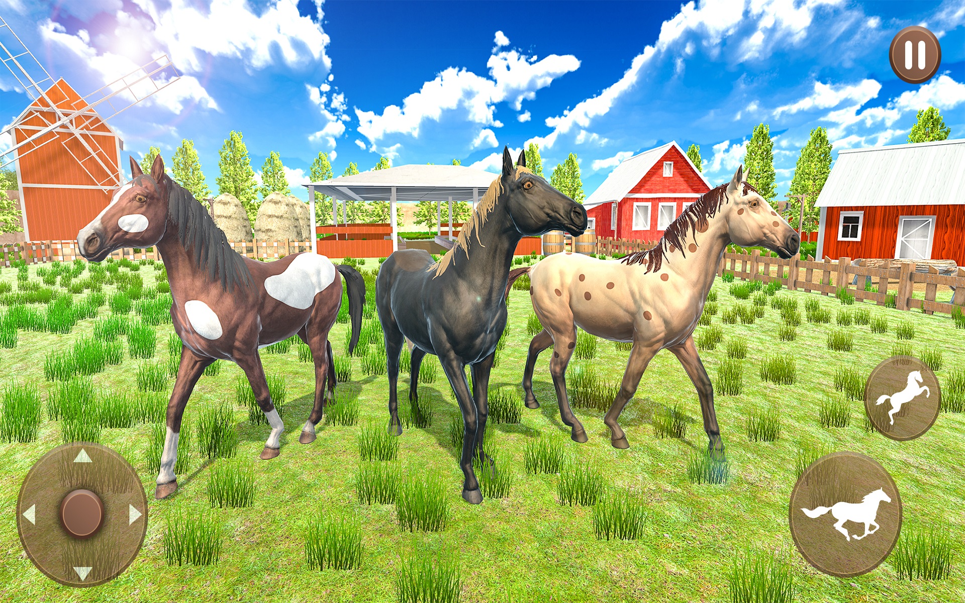 A dark and eerie visual representation of the horror game 'HORSES' featuring unsettling characters with horse masks in a surreal landscape.