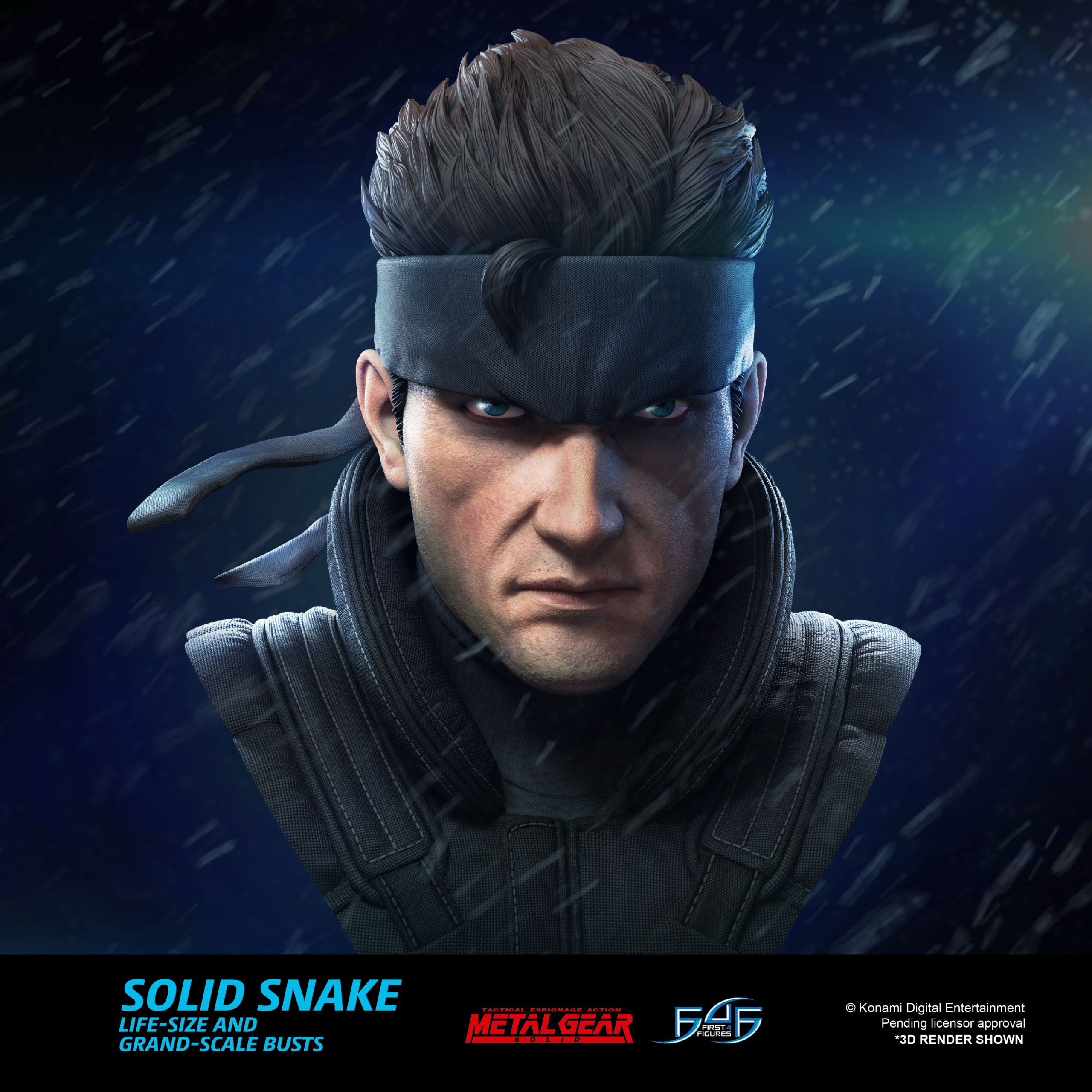 An action-packed crossover scene featuring Solid Snake and a Rainbow Six Siege operative in a futuristic urban environment.
