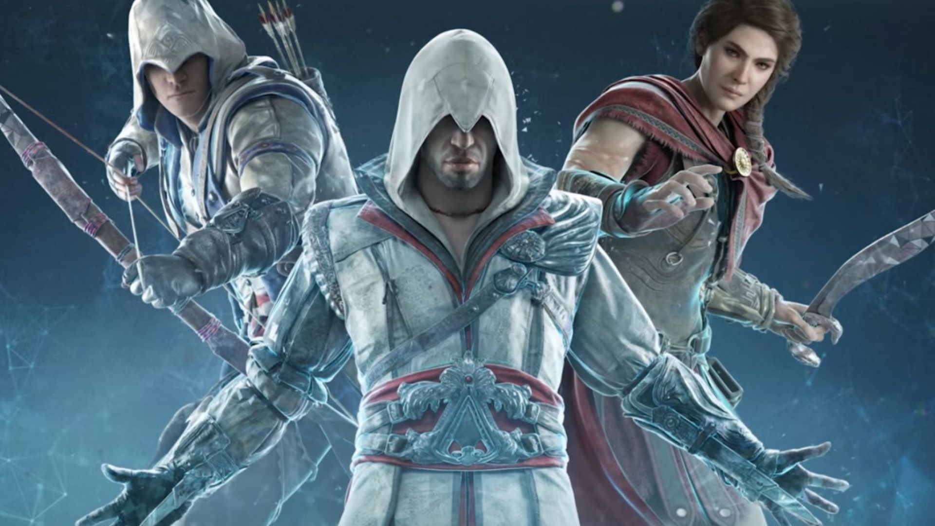 A digital art piece depicting a dark urban environment inspired by Assassin's Creed, featuring shadowy assassins and traditional Japanese architecture.