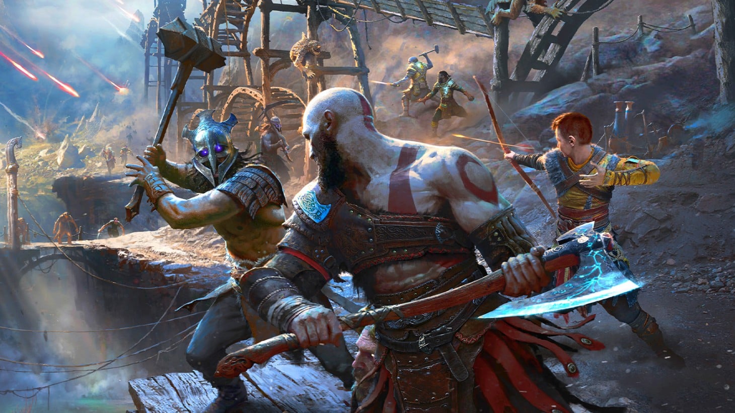 Epic representation of Kratos from God of War, showcasing Greek mythology with dramatic lighting and intense atmosphere.