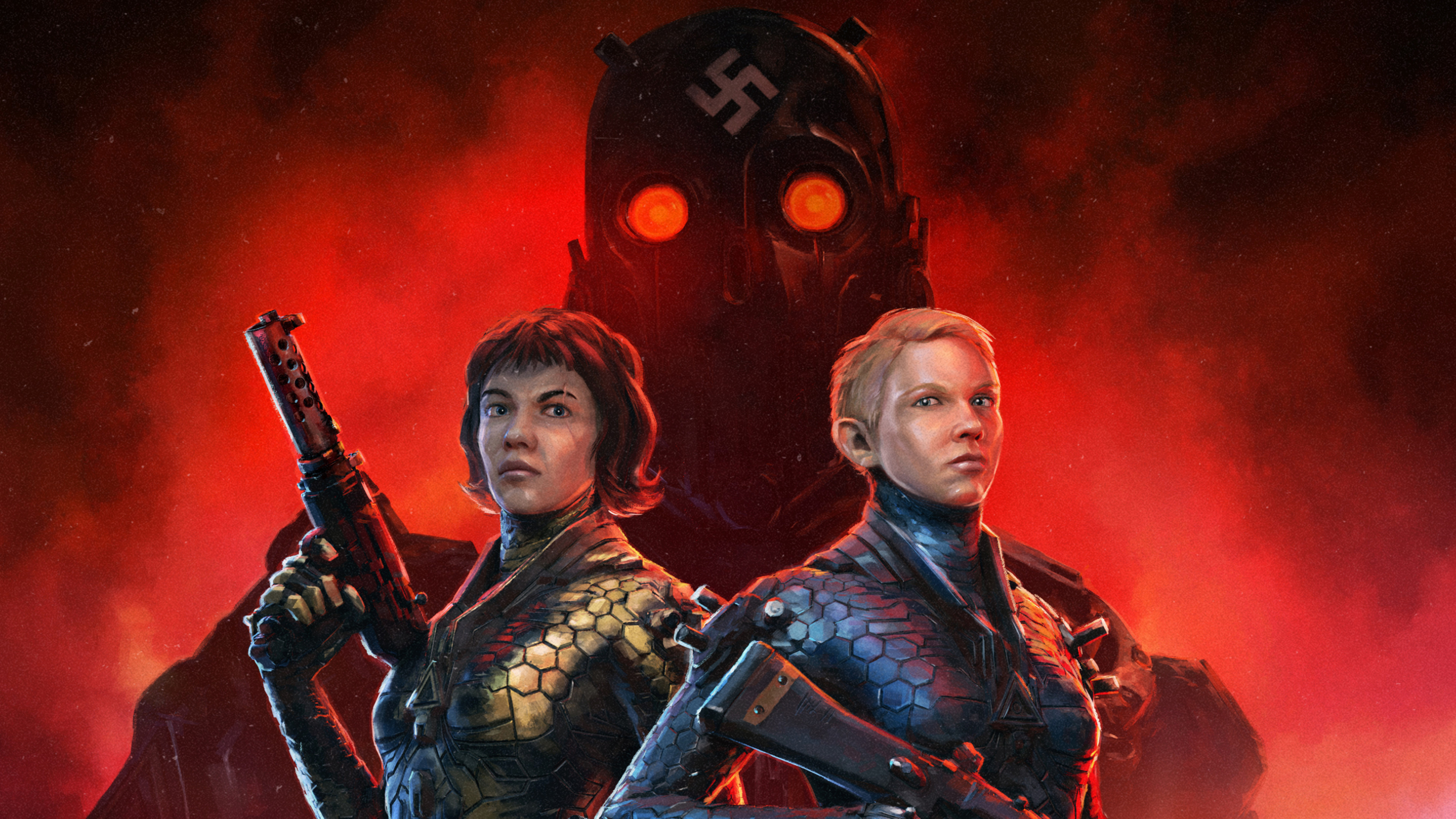 A gritty dystopian city scene inspired by Wolfenstein: Youngblood, showcasing Nazi influence and a tense atmosphere.