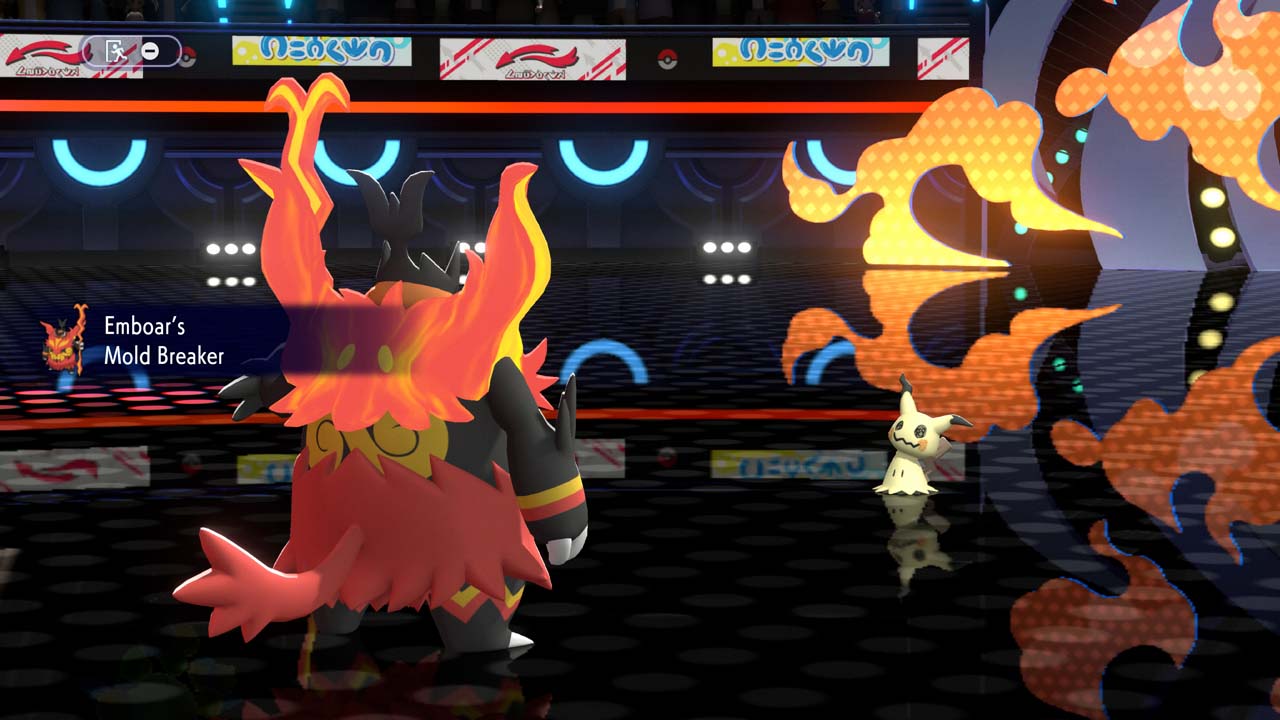 A colorful illustration of Pok&eacute;mon battles featuring Dragonite, Machamp, and Gardevoir in an arena, highlighting new gifts and excitement in Pok&eacute;mon Champions.