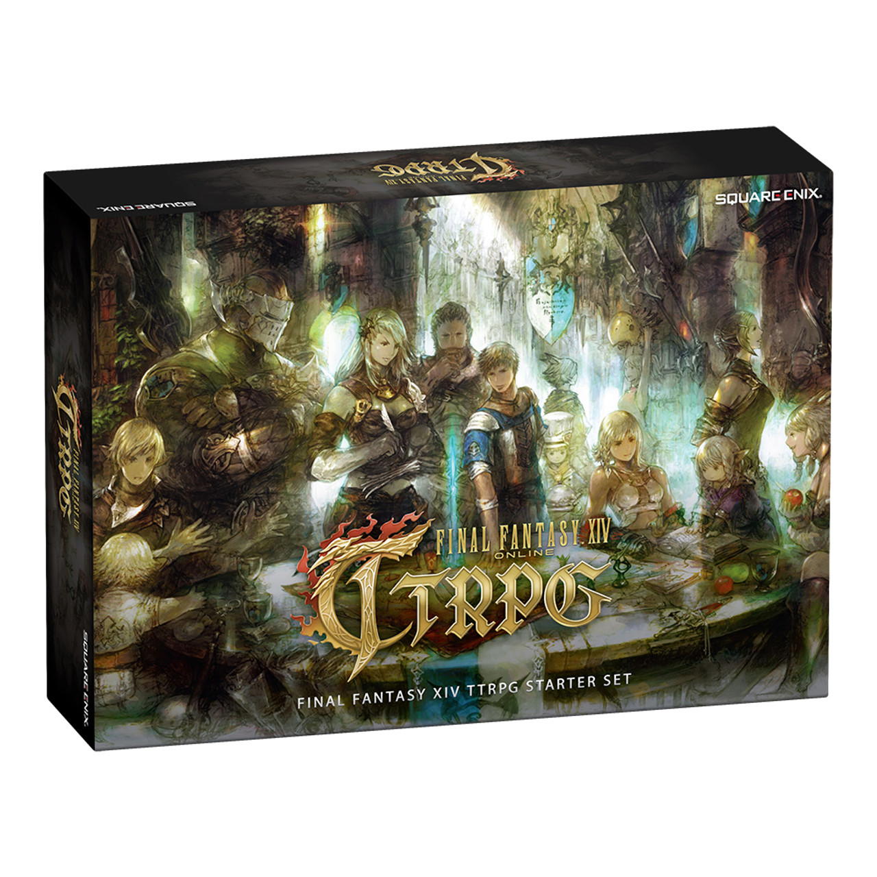 A dark and atmospheric illustration of tabletop role-playing gamers engaged in a suspenseful session inspired by Call of Cthulhu.