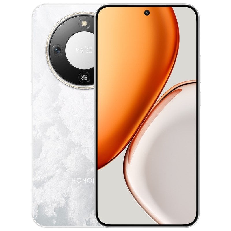 An illustration of the Honor X70 Refresh Edition smartphone emphasizing its sleek design, large OLED screen, and advanced features.